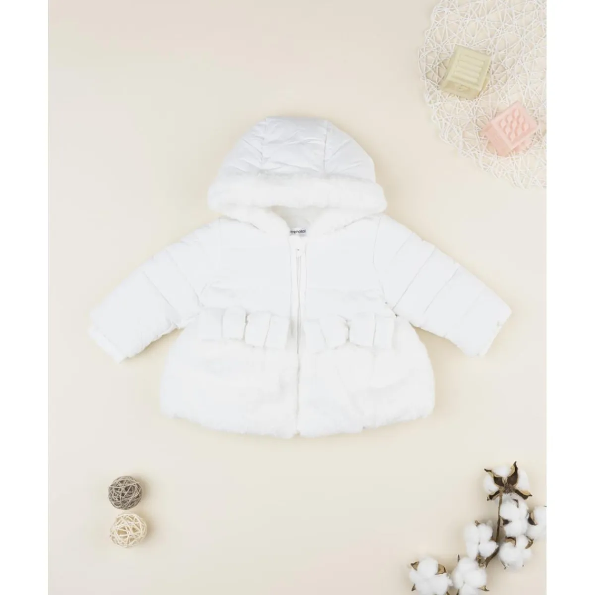 Outlet Abrigo acolchado niña blanco con inserto de peluche Recién Nacido·Primeras Salidas|Primeras Salidas·Abrigos Y Plumíferos