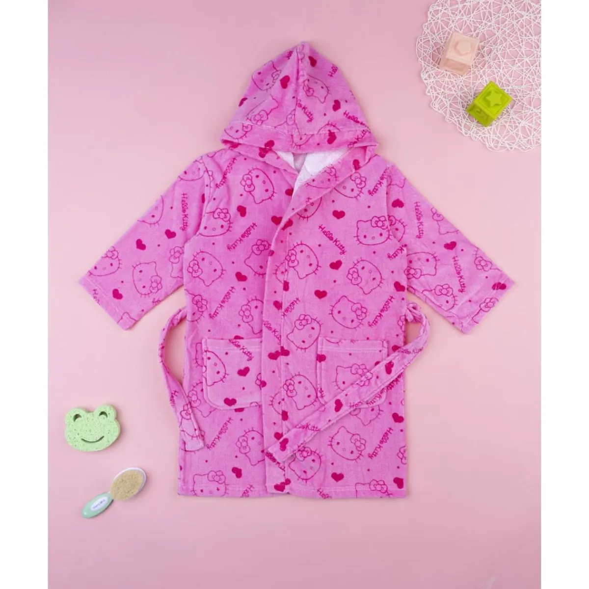 Albornoz de niña Hello Kitty en algodón rizo*Prenatal Clearance