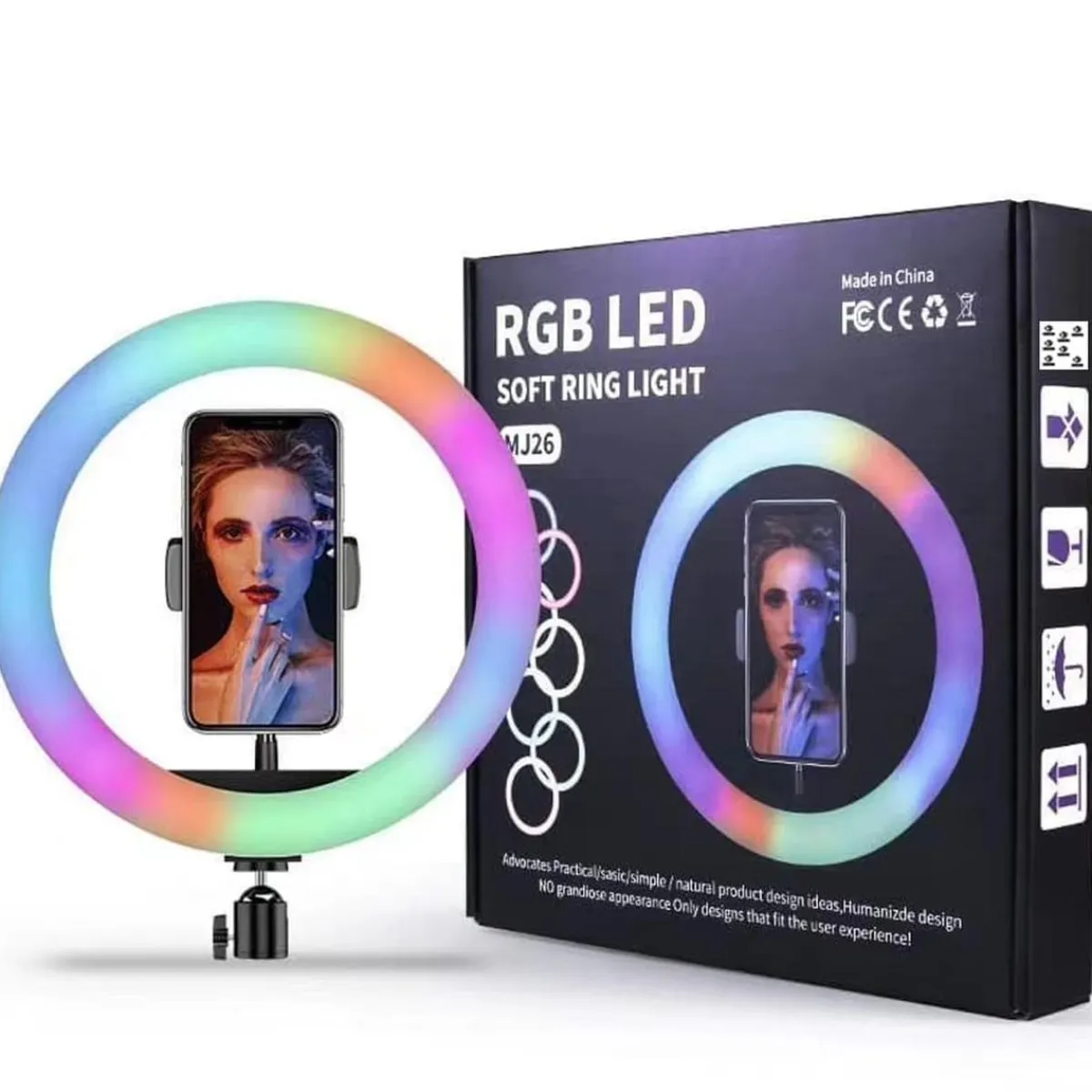 New Aro de luz 26 cm Led 9 colores con trípode 210 cm Figuras De Acción