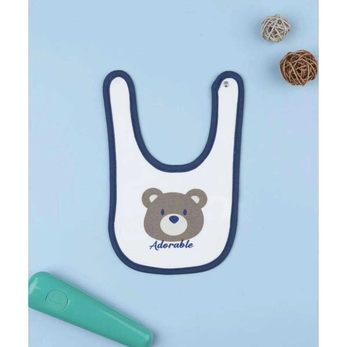 Babero de bebé azul con osito*Prenatal Hot