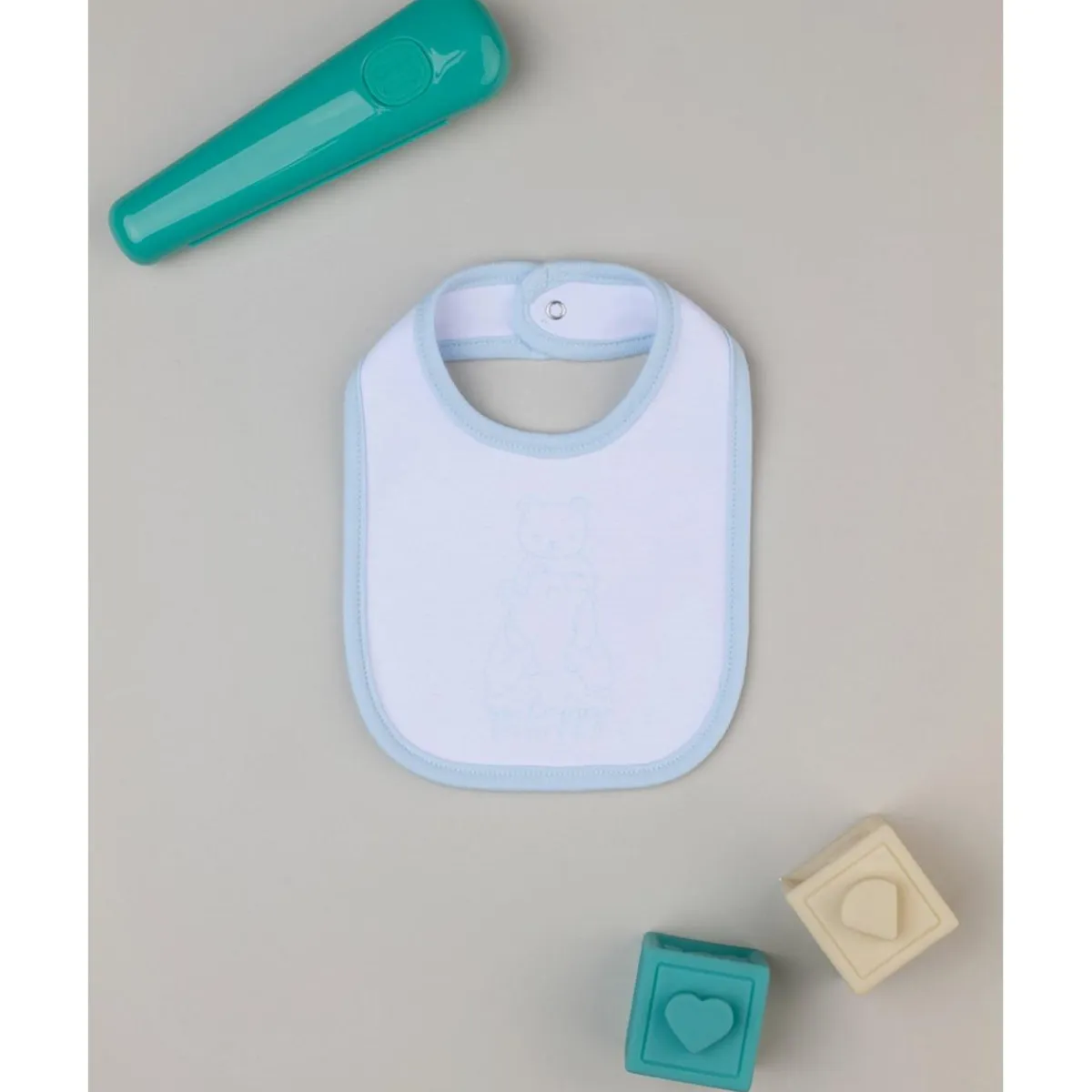 Babero niño blanco/azul*Prenatal