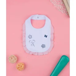 Outlet Babero para Niña Blanco y Rosa con Volantes Recién Nacido·Ropa Y Accesorios|Ropa Y Accesorios·Baberos