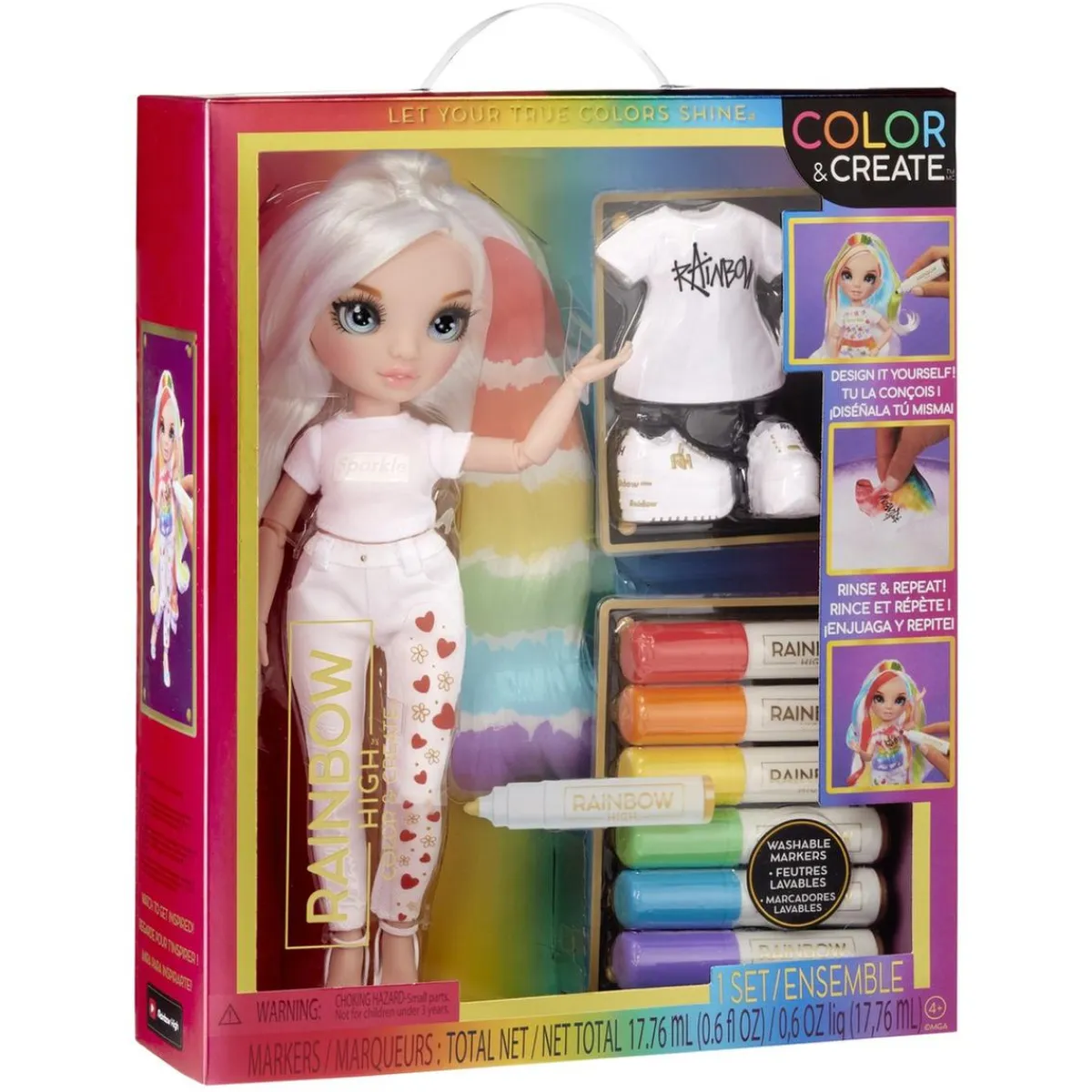 BABY born - Muñeca Fashion DIY ojos azules, top y zapatos extra, rotuladores lavables arcoiris*RAINBOW HIGH Clearance