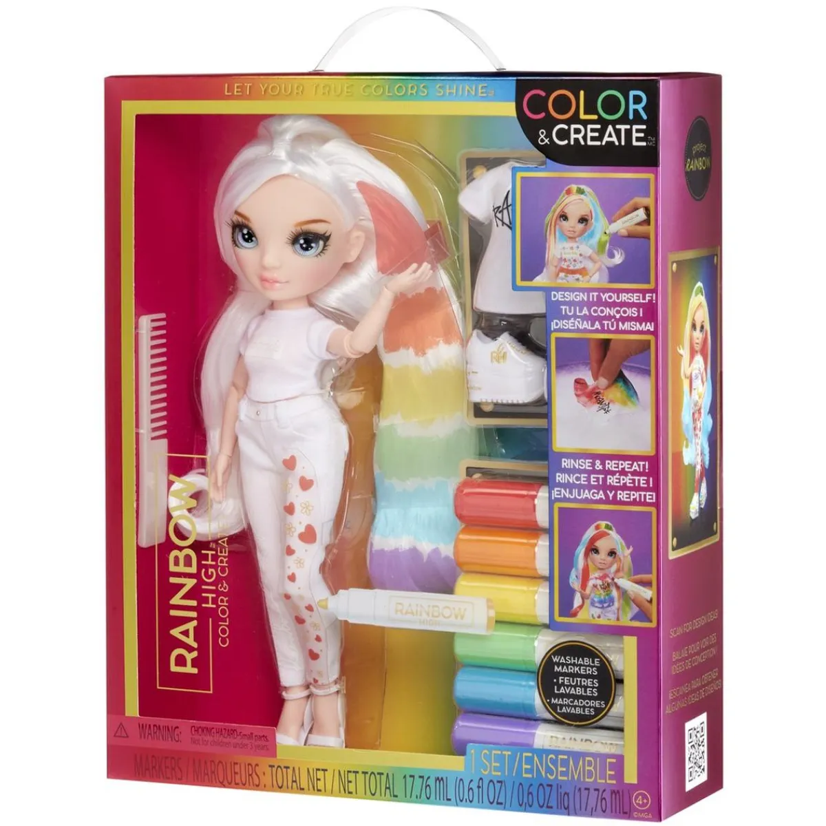 BABY born - Muñeca Fashion DIY ojos azules, top y zapatos extra, rotuladores lavables arcoiris*RAINBOW HIGH Clearance