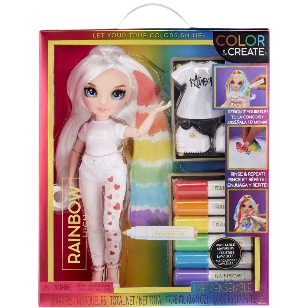 BABY born - Muñeca Fashion DIY ojos azules, top y zapatos extra, rotuladores lavables arcoiris*RAINBOW HIGH Clearance