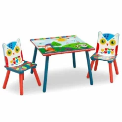 New Baby Smile - Mesa con dos sillas de madera Buho Estilo De Vida