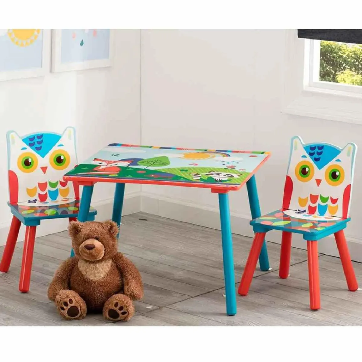 New Baby Smile - Mesa con dos sillas de madera Buho Estilo De Vida