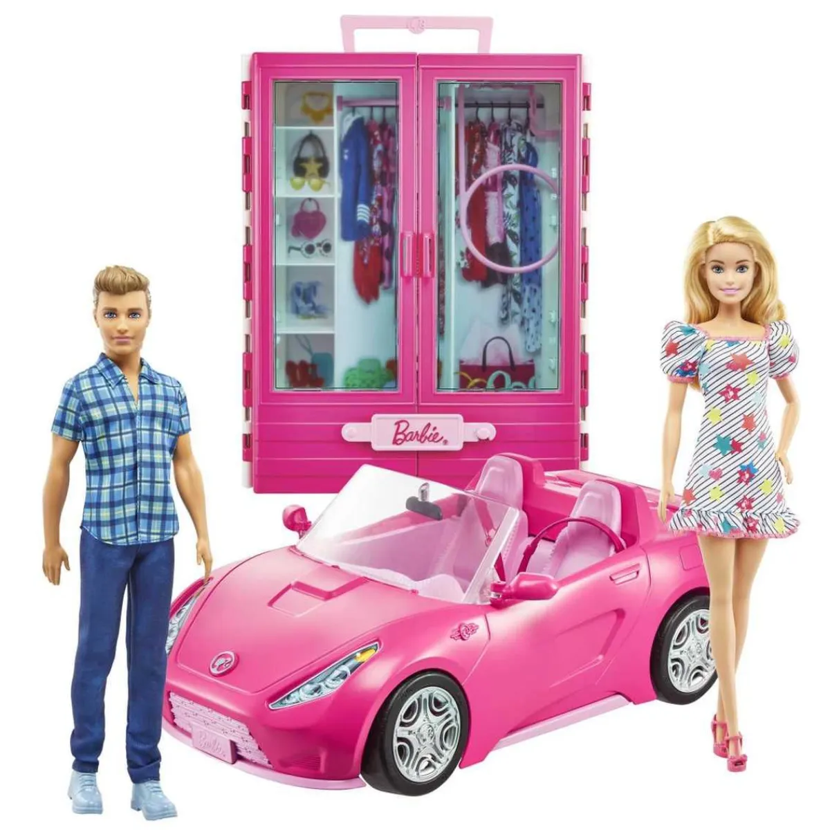 Discount - y Ken con vehículo y armario Muñecas