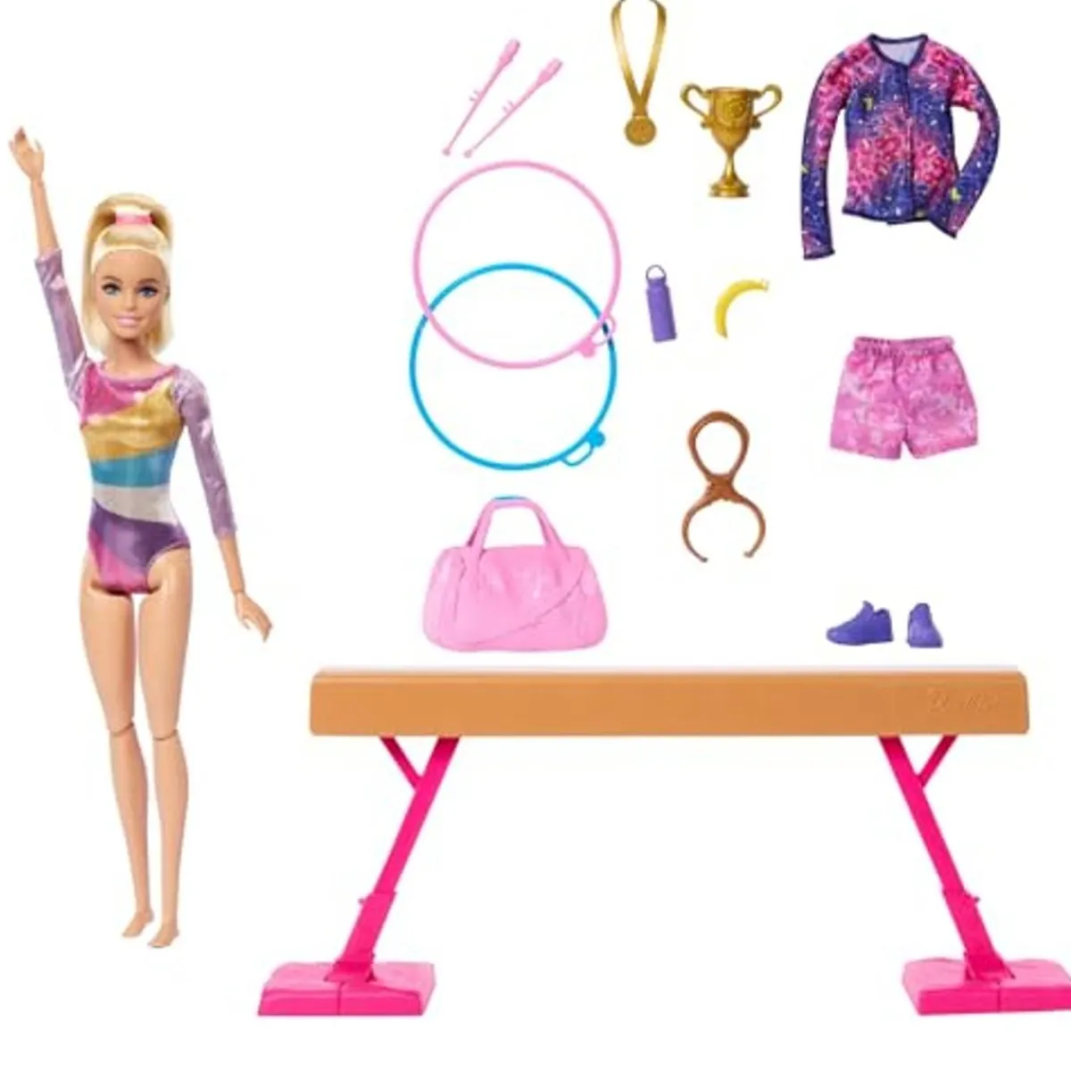 Barbie - Conjunto Muñeca Gimnasta con Barra y Accesorios ㅤ*MATTEL Outlet
