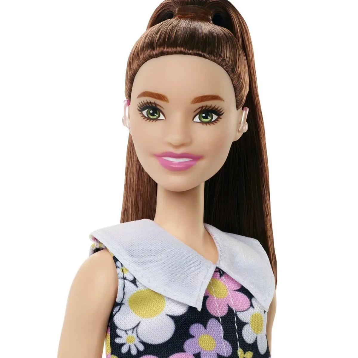 New Barbie - Muñeca Barbie Fashionista con vestido de margaritas y audífono ㅤ Muñecas