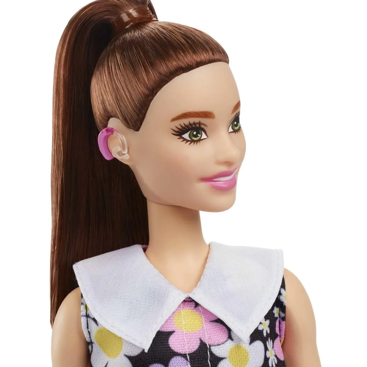 New Barbie - Muñeca Barbie Fashionista con vestido de margaritas y audífono ㅤ Muñecas