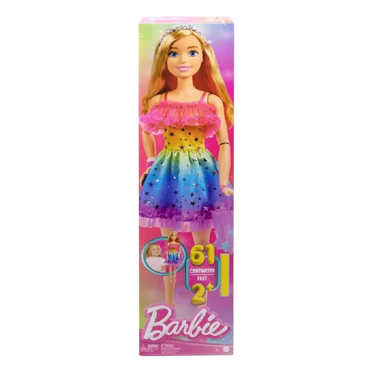 Barbie - Muñeca de 71 cm con vestido arcoíris*MATTEL Discount