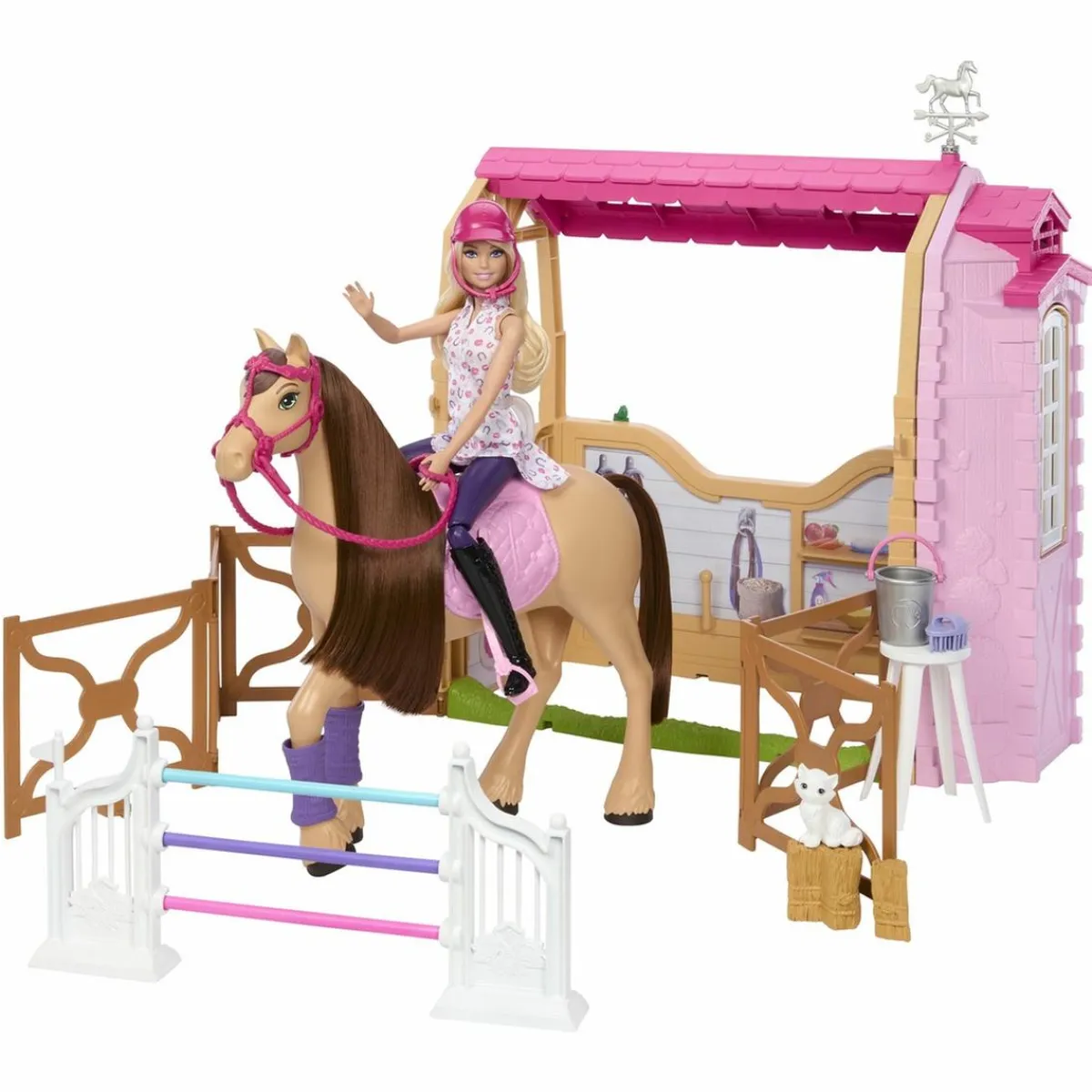 Discount Barbie - Muñeca fashion con caballo y establo Muñecas