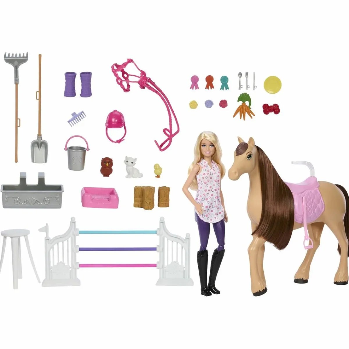 Discount Barbie - Muñeca fashion con caballo y establo Muñecas