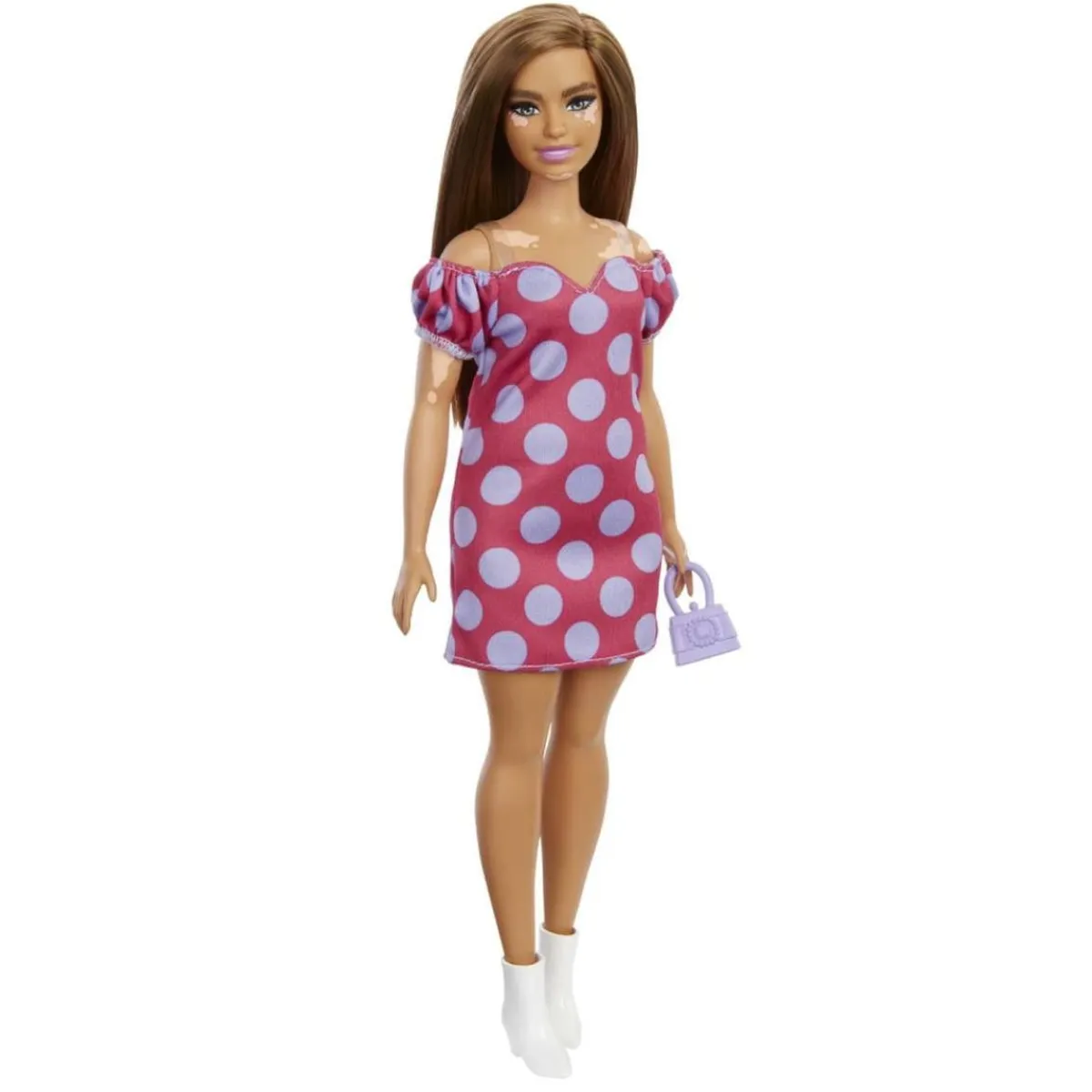 Online - Muñeca Fashionista Curvy Vitiligo - Vestido de lunares Muñecas