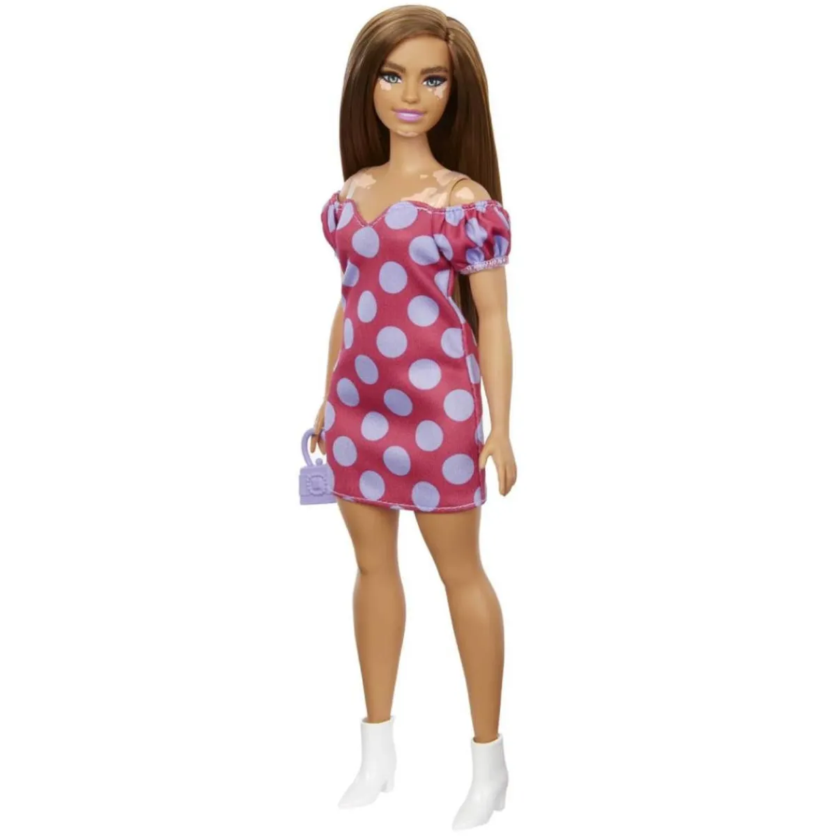 Online - Muñeca Fashionista Curvy Vitiligo - Vestido de lunares Muñecas