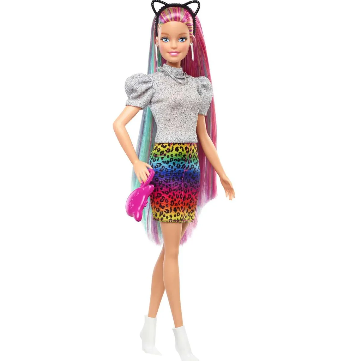 Outlet - Muñeca Pelo arcoíris y leopardo Muñecas