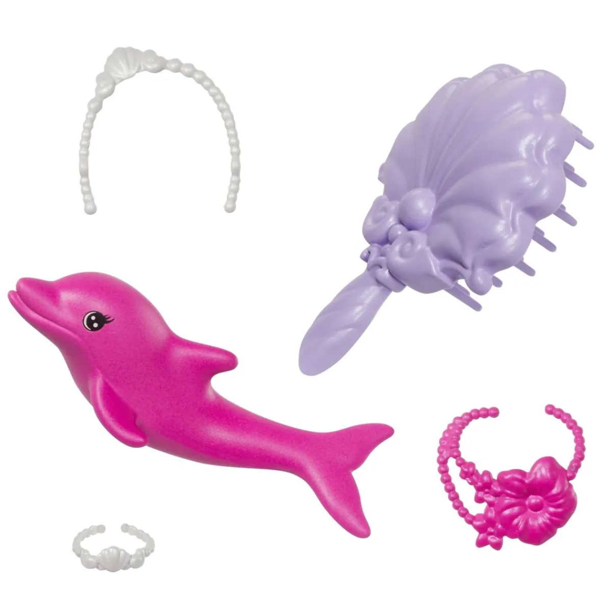 Barbie - Muñeca sirena cambio de color con delfín y accesorios ㅤ*MATTEL Hot