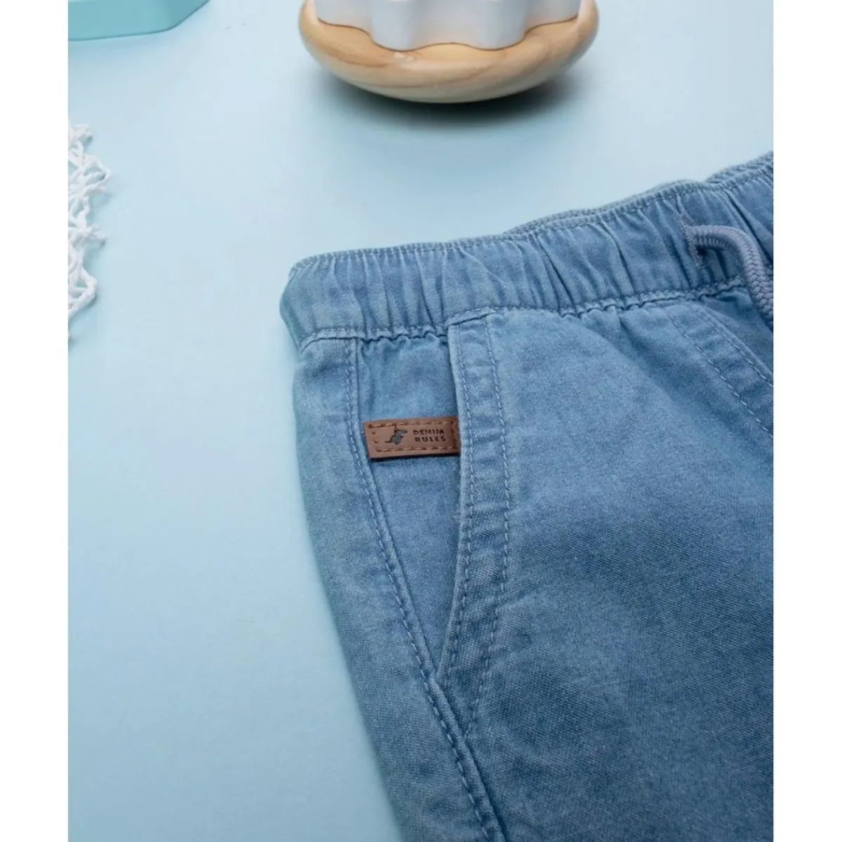 Bermuda azul denim con bolsillos*Prenatal Clearance