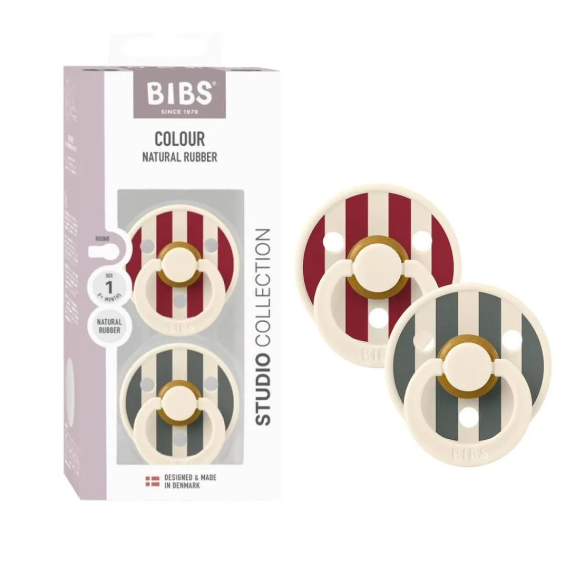 Clearance - 2 Chupetes Studio Colour de Latex +0M - Ruby/Pine Biberones Y Chupetes·Chupetes