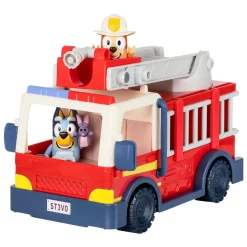 Hot Bluey - Camión de bomberos con figuras Coleccionables Y Mini Mundos