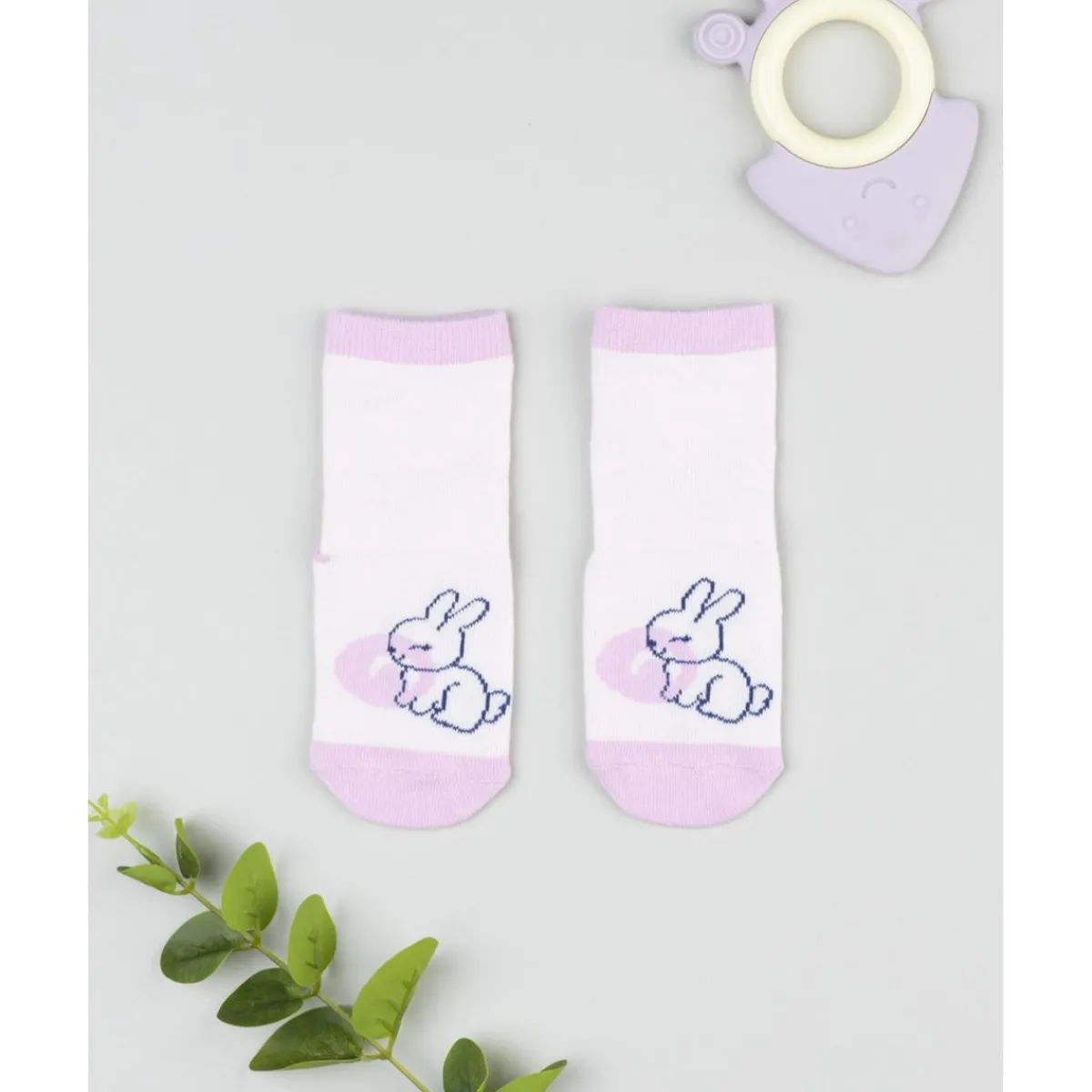 Calcetines antideslizantes niña rosa conejo*Prenatal Clearance