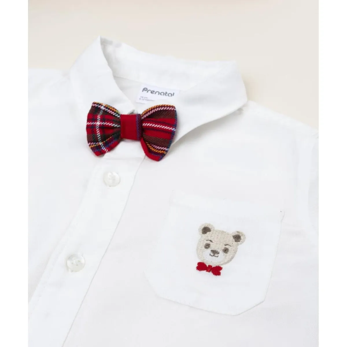 Camisa bebé blanca con pajarita*Prenatal Outlet