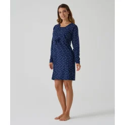 Camisa de noche premamá azul con flores all-over*Prenatal Online