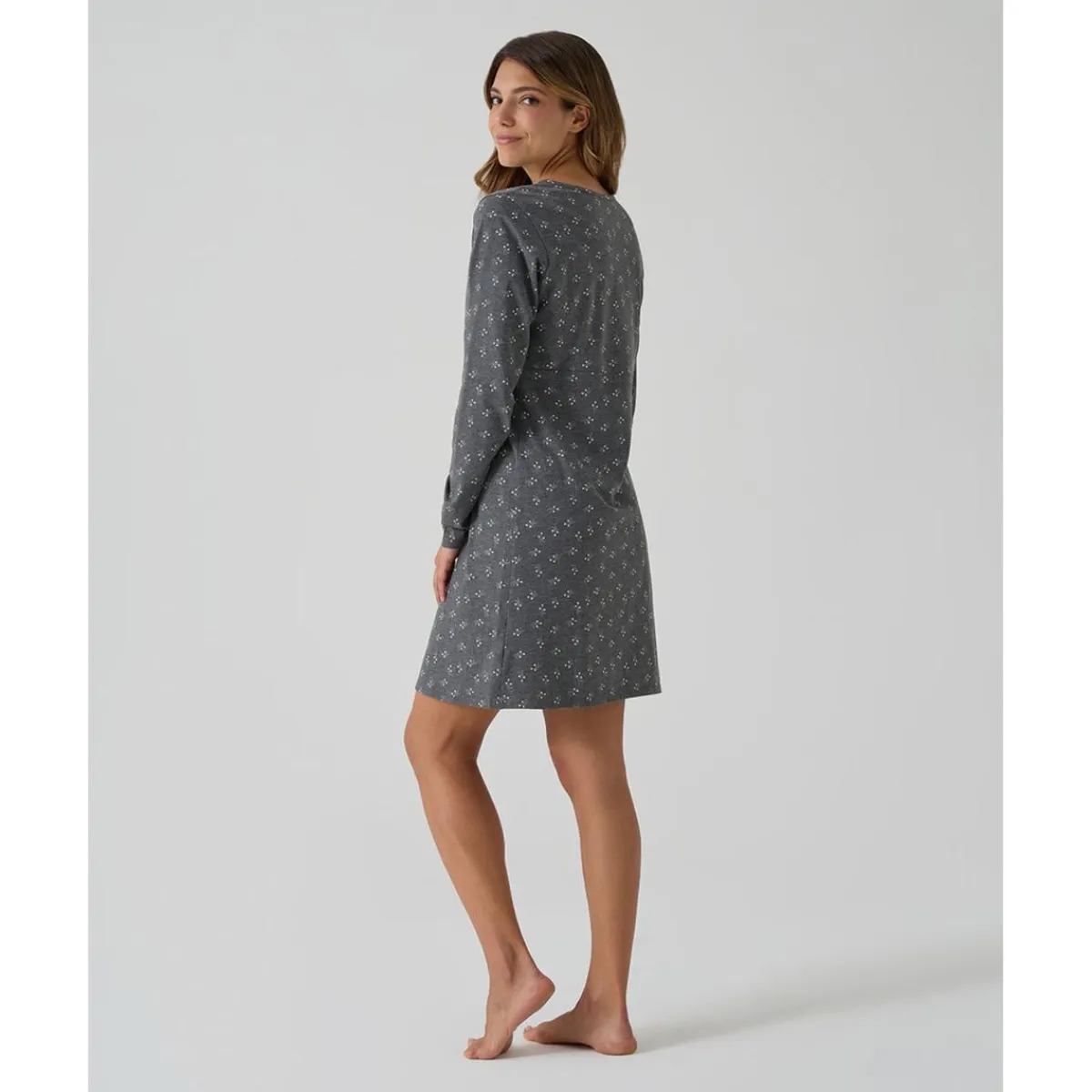 Camisa de noche premamá gris oscuro flores all-over*Prenatal Hot
