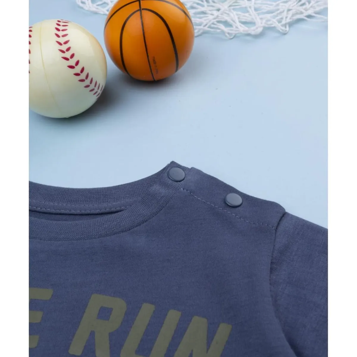 New Camiseta azul con estampado "Run Fast" Niño·Bebé Niño 3-36 Meses|Bebé Niño 3-36 Meses·Camisas Y Camisetas