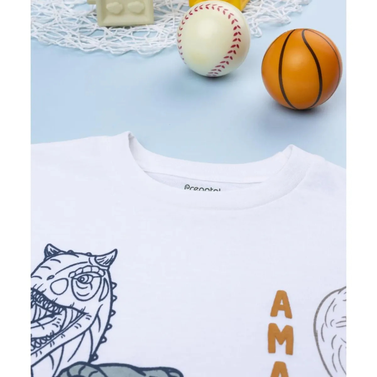 Camiseta blanca Dino niño*Prenatal Clearance