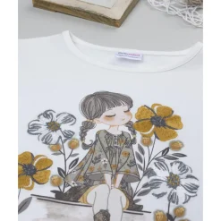 Camiseta blanca niña con bordados florales*Prenatal Discount