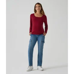 New Camiseta de lactancia roja de manga larga en punto elástico Premamá·Moda|Moda·Camisetas