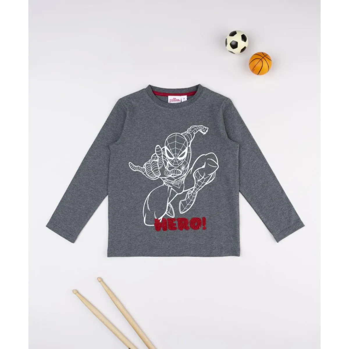 Camiseta de manga larga para niño gris con Spiderman*Prenatal