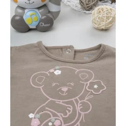 Camiseta marrón de manga larga para niña con estampado 