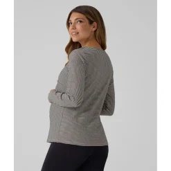 Online Camiseta premamá de lactancia negro y beige a rayas Premamá·Moda|Moda·Camisetas