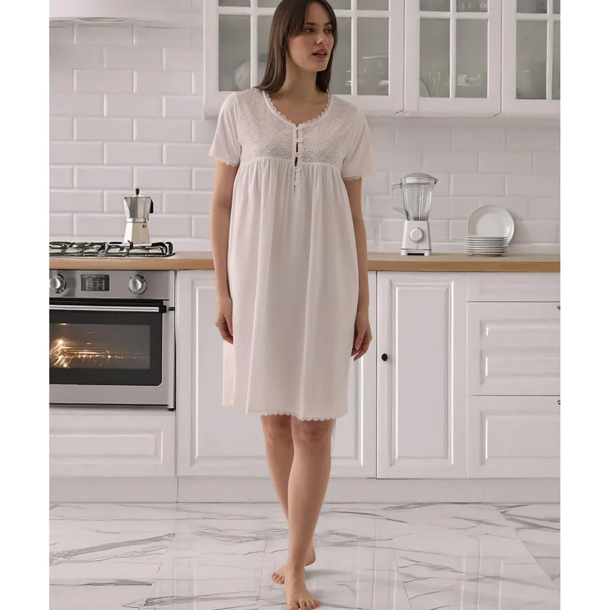 Discount Camisón blanco premamá y de lactancia con detalle Sangallo Premamá·Íntimo Y Noche|Íntimo Y Noche·Pijamas Y Camisones