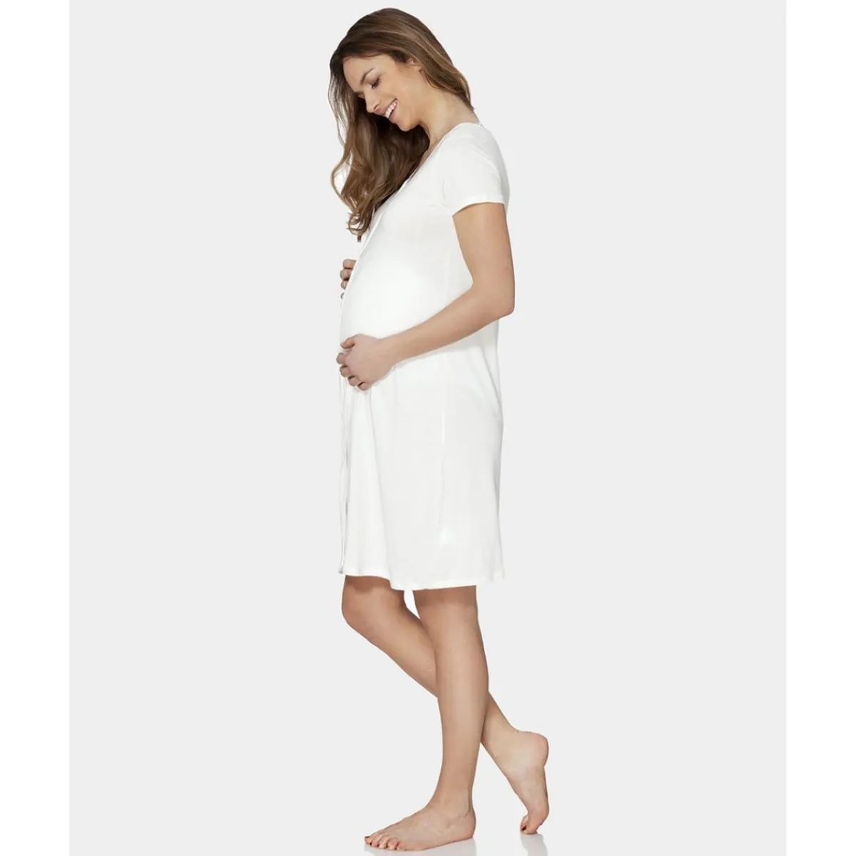 Discount Camisón de parto de manga corta totalmente abierto blanco Premamá·Íntimo Y Noche|Íntimo Y Noche·Camisetas Interiores Y Body