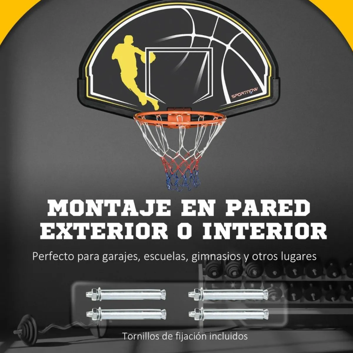 Canasta de Baloncesto bicolor para puerta o pared*Outsunny New