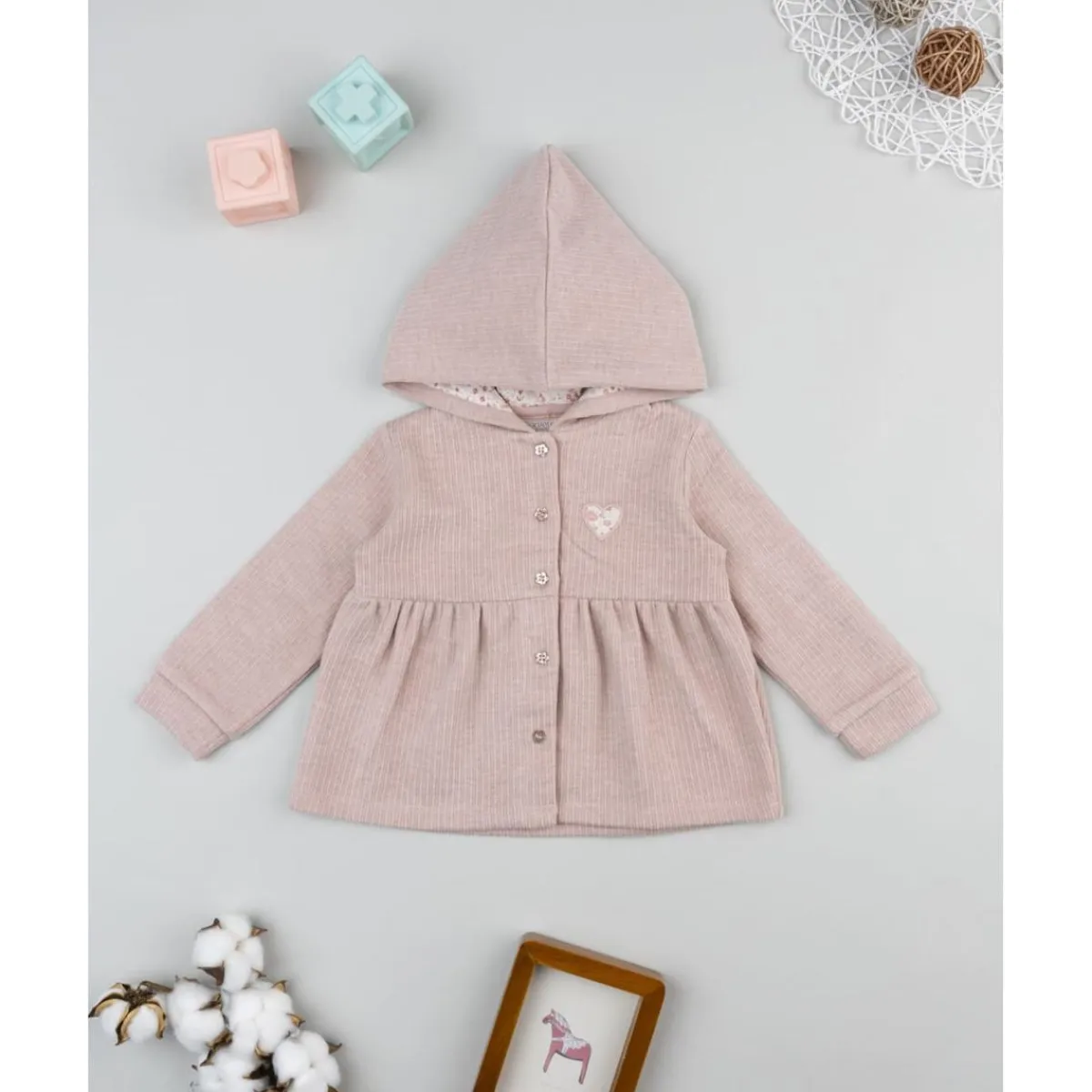 Cardigan con capucha niña rosa canalé*Prenatal Online