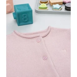 Cardigan rosa de punto con cuello redondo para niña*Prenatal