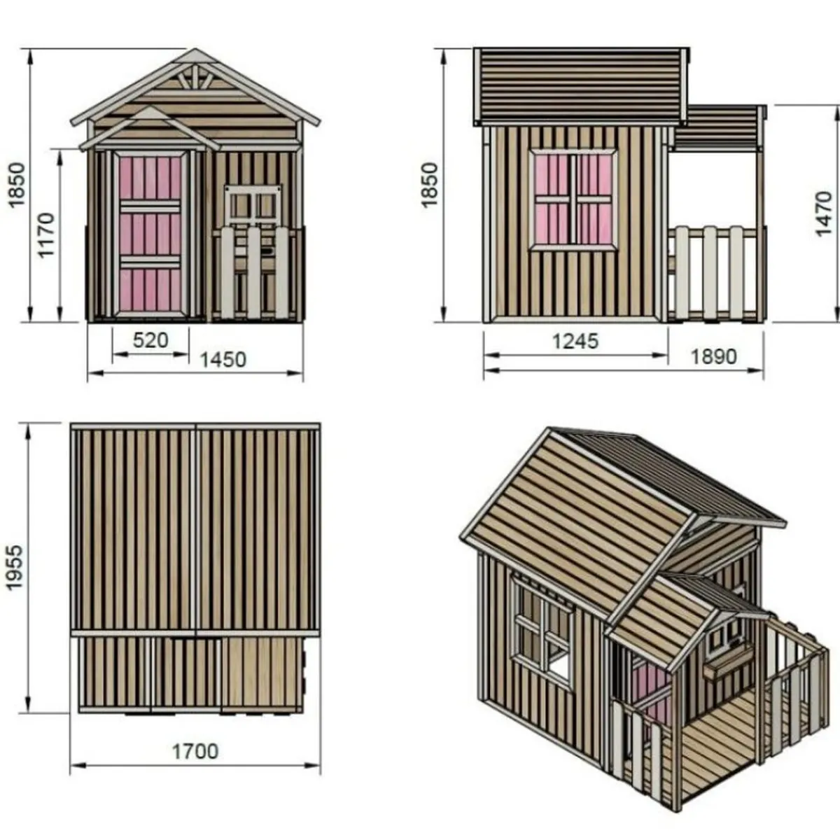 Casita infantil Olden de madera Rosa*MASGAMES Clearance