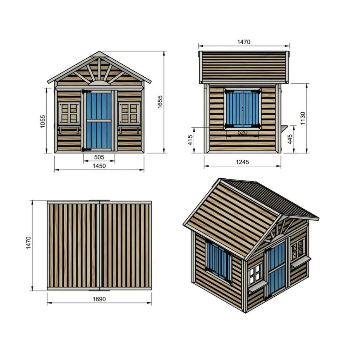 Online Casita infantil Visby de madera Azul Casas