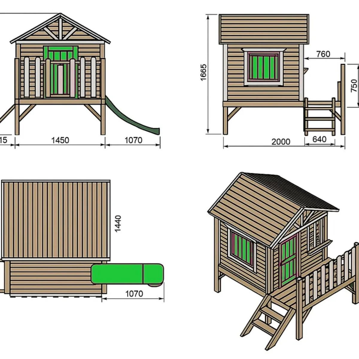 Casita Visby elevada 60 cm Verde*MASGAMES Best