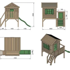 Casita Visby elevada 90 cm Verde*MASGAMES Hot