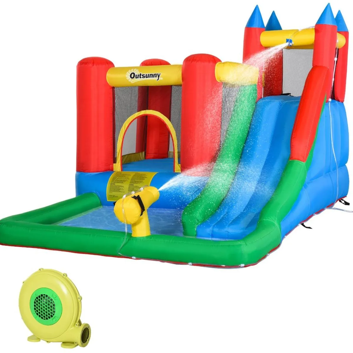Castillo Hinchable con piscina, tobogán, muro de escalada y cama de salto 330 cm*OUTSUNNY Sale