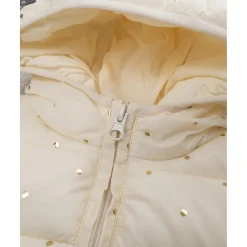 Chaqueta niña color crema con capucha y topos foil*Prenatal