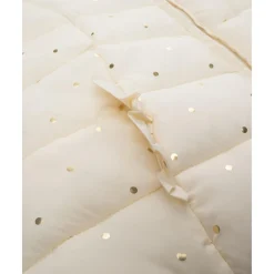 Chaqueta niña color crema con capucha y topos foil*Prenatal