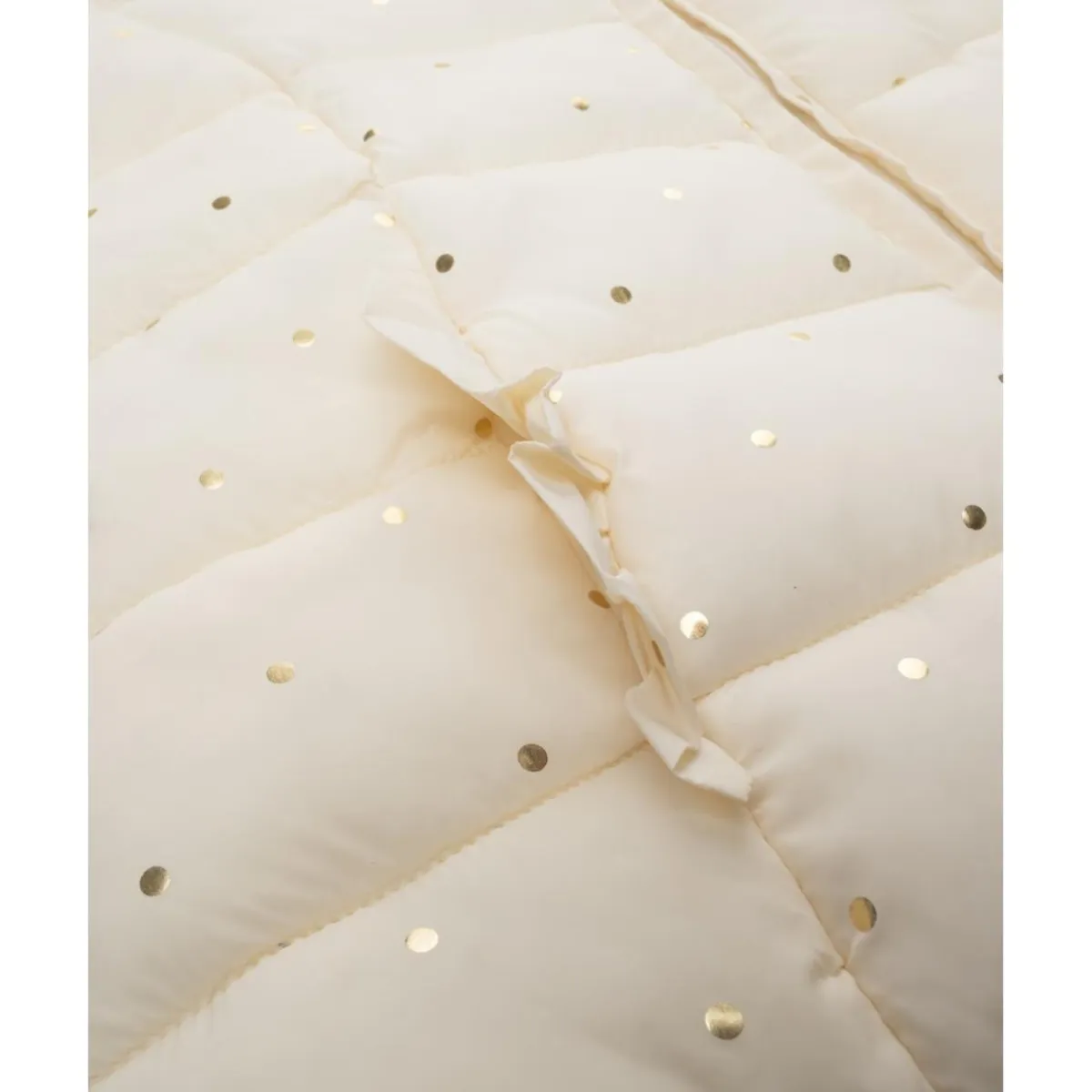 Chaqueta niña color crema con capucha y topos foil*Prenatal