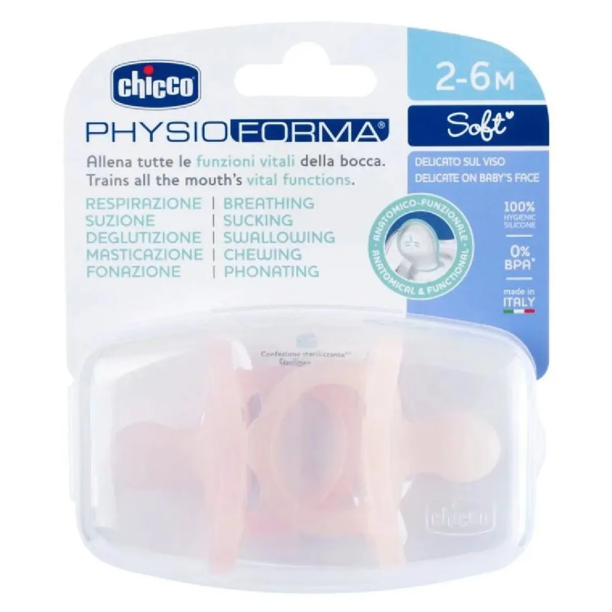 - Pack 2 chupetes PhysioForma Soft 2-6M - Rosa*CHICCO New